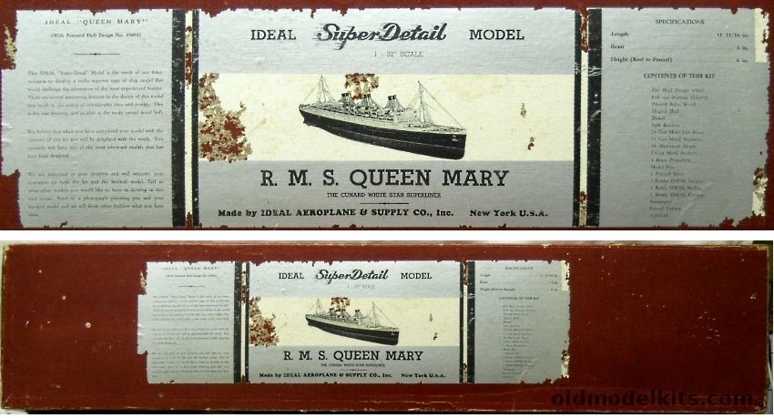 Ideal Aeroplane & Supply 1/380 RMS Queen Mary Ocean Liner Super Detail Issue - 32 Inches Long plastic model kit